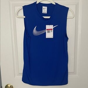 Nike Blue Sleeveless Tank with White Swoosh